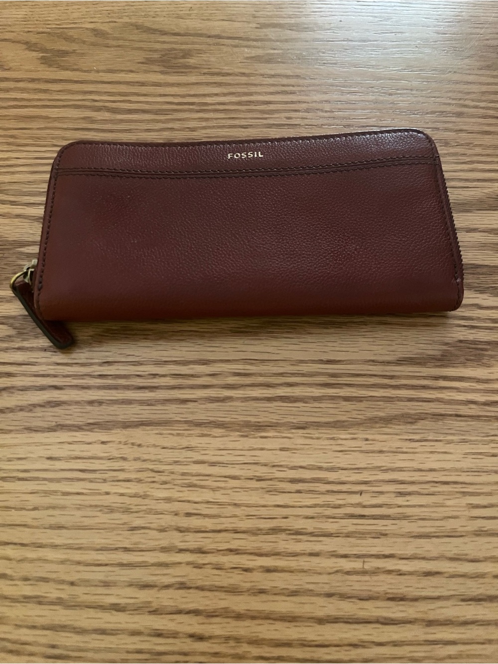 Fossil Zip Around Soft Leather Walnut Tan Clutch Wallet Bag